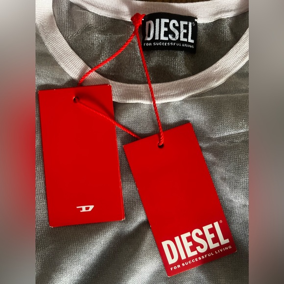 Brand New Diesel Layered Sheer Grey Top - Picture 7 of 10